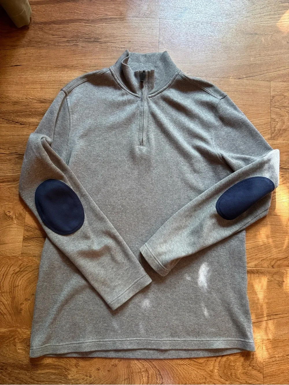 Banana Republic Men's Zip-Neck Cotton Sweater - Light Gray